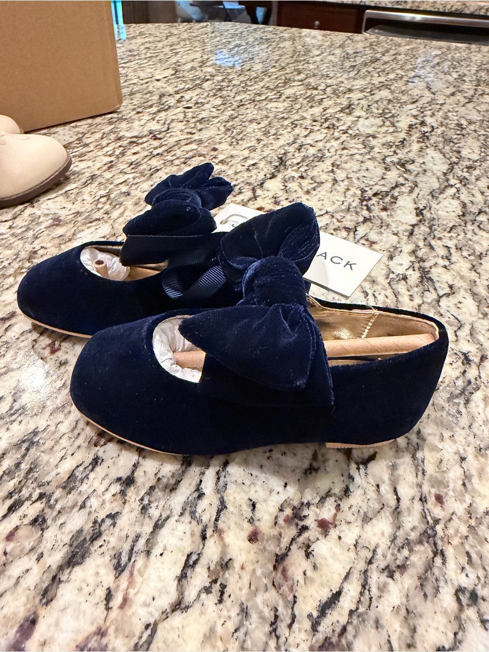 Velvet Bow Mary Jane Kids Shoes - Navy Janie and Jack